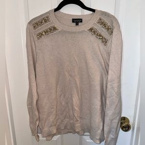 Topshop Beaded Creme Sweater